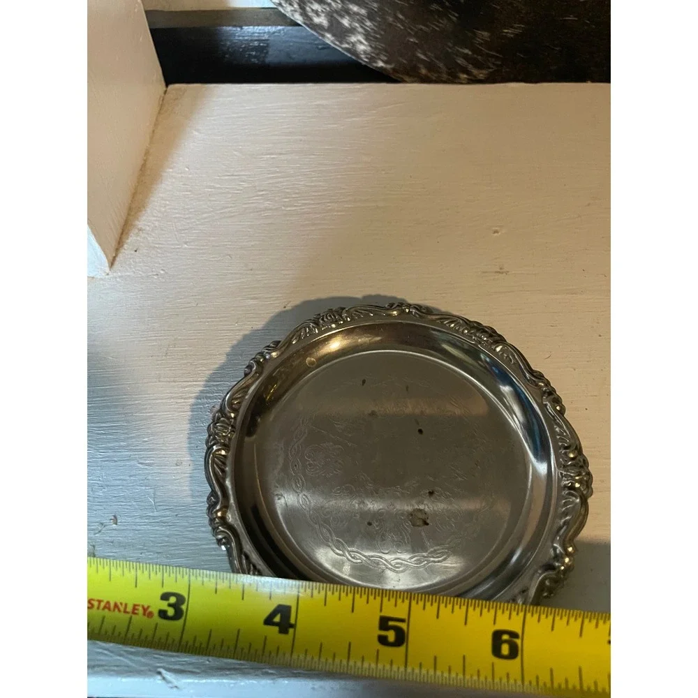 Vintage Ornate Silver Plated‎ Coaster Small Plate Drink Coaster